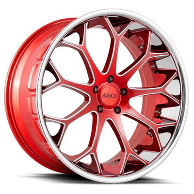 Staggered Monoblock 2PC 3PC Forge Auto Wheels Candy Red Milled With Chrome